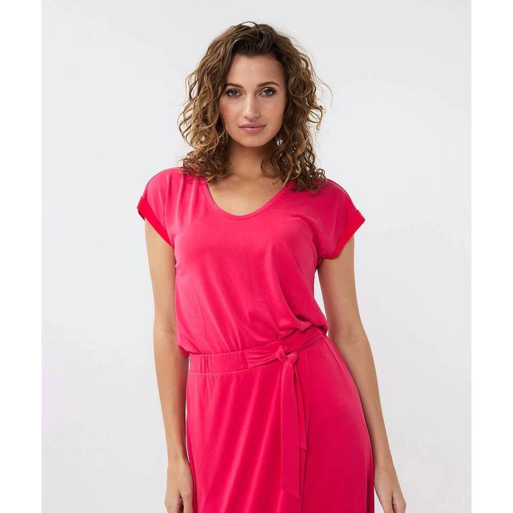 NEW ESQUALO tecia turn up sleeve t-shirt in magenta